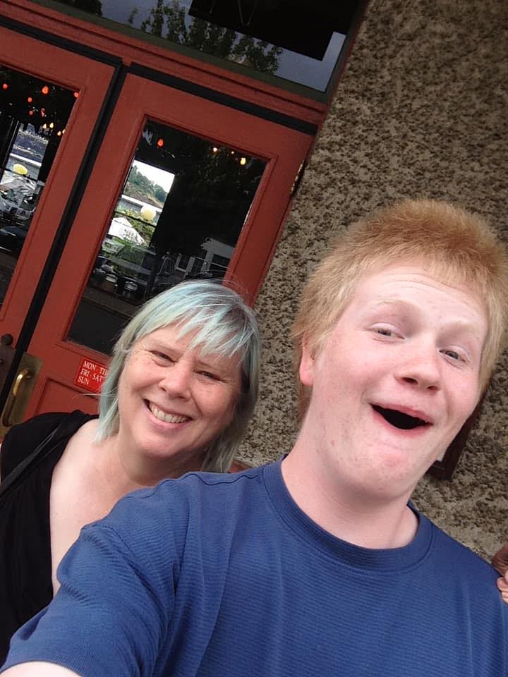 Owner of Thrush Designs with her son Evergon